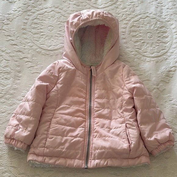 Gently Loved Pink Reversible Hooded Puffer Jacket by London Fog - Picture 2 of 14